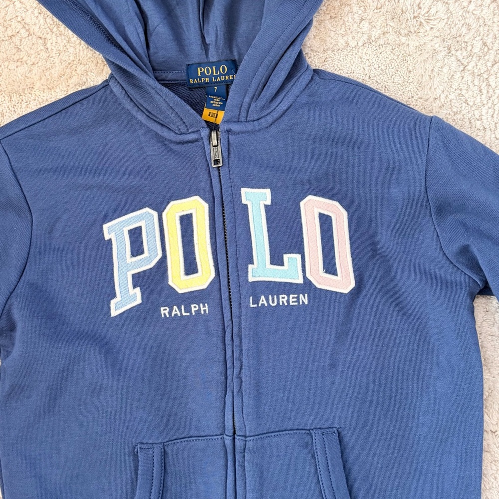 Polo by Ralph Lauren kids Logo French Terry Full-Zip Hoodie US7 - Picture 3 of 6